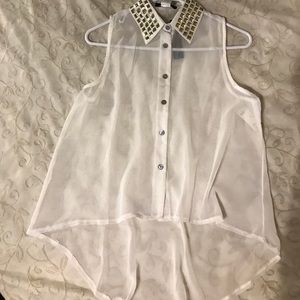 Wet Seal White Sheer Studded Collar NEW